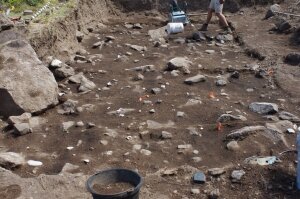 Archaeological trench revealing prehistoric occupation on Saba.