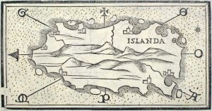 “Islanda”, a map of Iceland by Benedetto Bordone in 1547, courtesy of Wikimedia Commons.